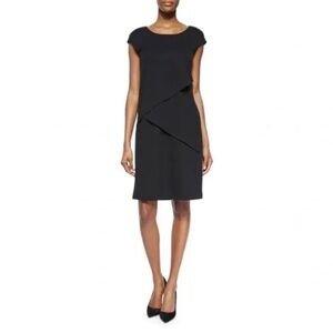 Lafayette 148 New York Knit Dress Asymetrical Layers in Black